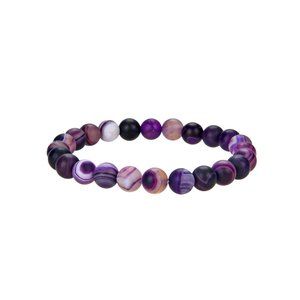 Purple Banded Agate Gemstone Matte Finish Bracelet